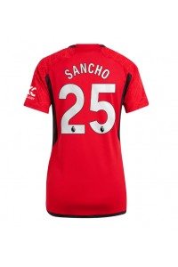 Manchester United Jadon Sancho #25 Jalkapallovaatteet Naisten Kotipaita 2023-24 Lyhythihainen